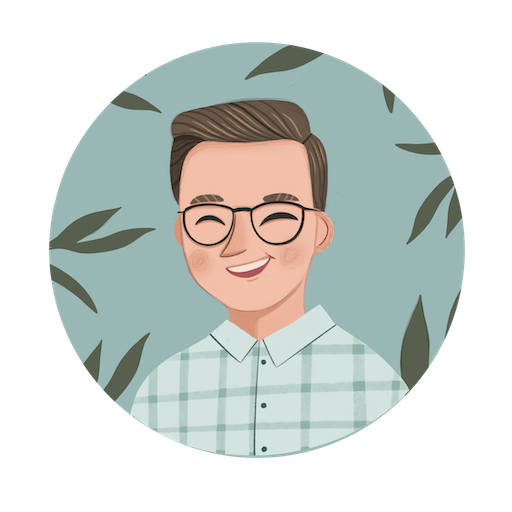 A portrait of Connor adapted to a whimsical illustration